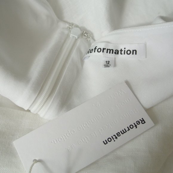 NWOT Reformation Casette Linen Dress in White Size 12 #811 - Picture 8 of 10